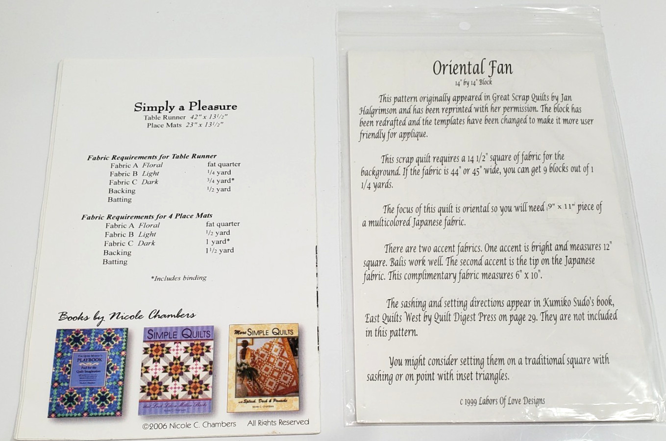 Lot of 8 Quilt Patterns Assorted Patterns and Themes