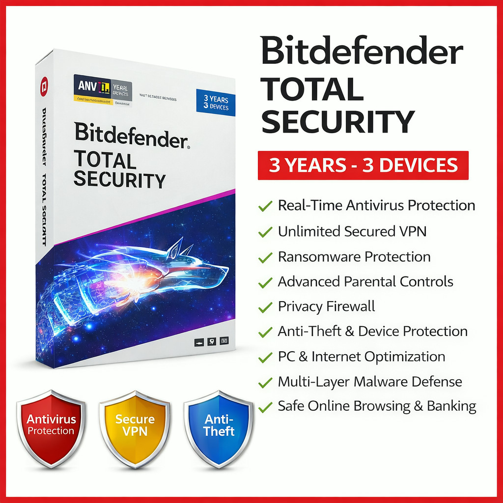 Bitdefender Total Security 2026 - 3 Years 3 Devices (Windows,MAC,Android)