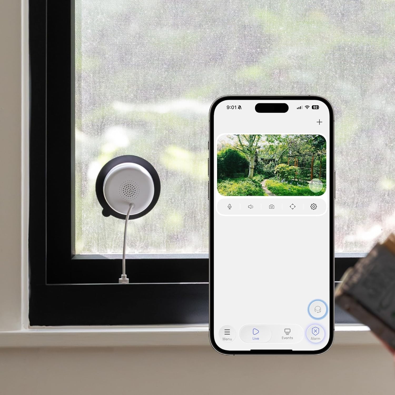 Luna 2K Window Security Camera with Smart AI Alerts & Quick Peel-and-Stick Mount