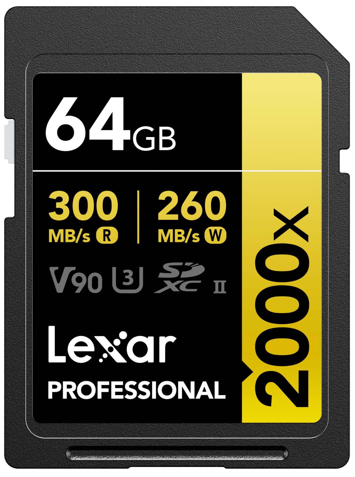 64GB 2000x SD Memory Card, 300MB/s Read, 8K, V90, U3, UHS-II