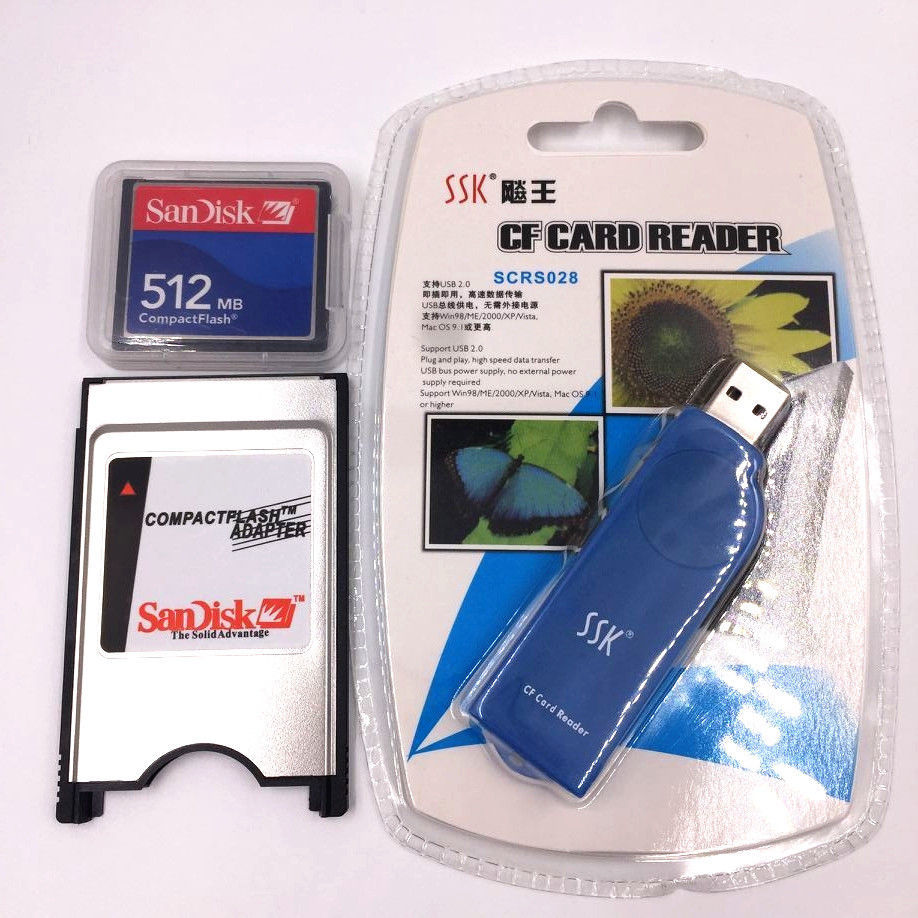 2Kit CNC CF Compact Flash card+CF-PCMCIA Adapter+SSK USB2.0 reader FANUC