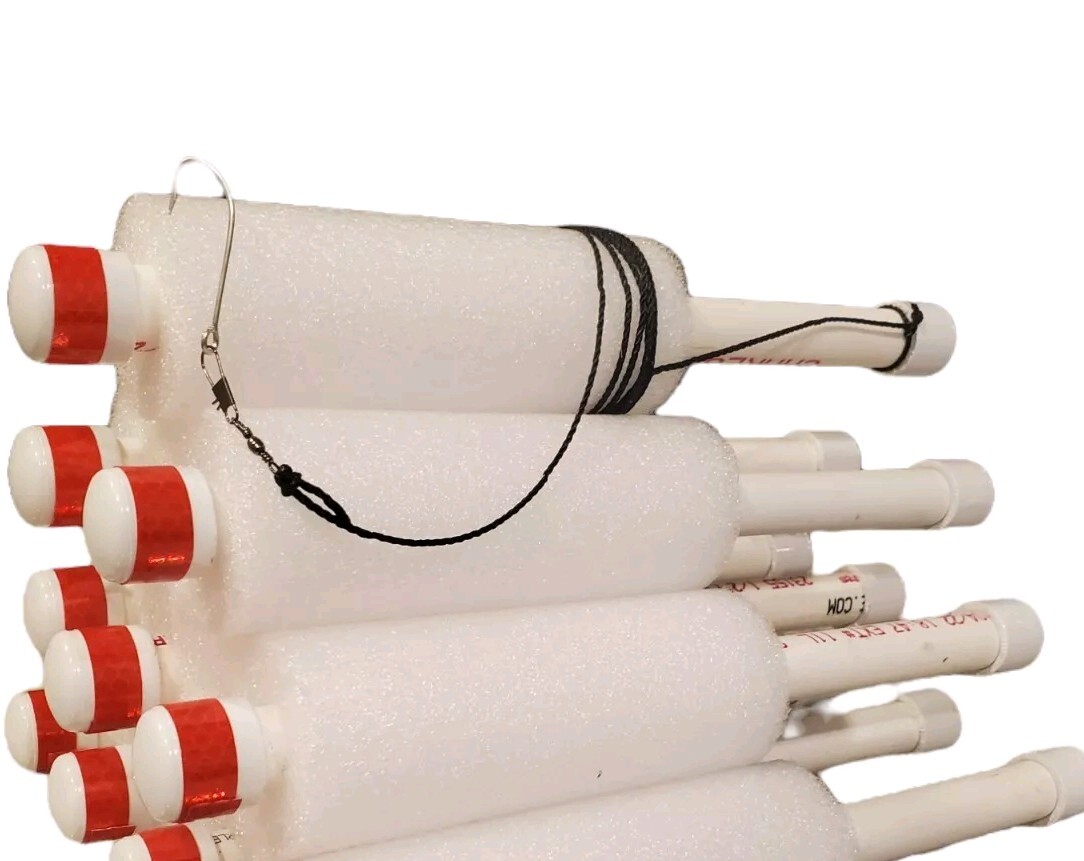 Cajun Catfish fishing Jugline  Noodle Jugs WHITE, weighted, lot of 6 Hi Vis Tape