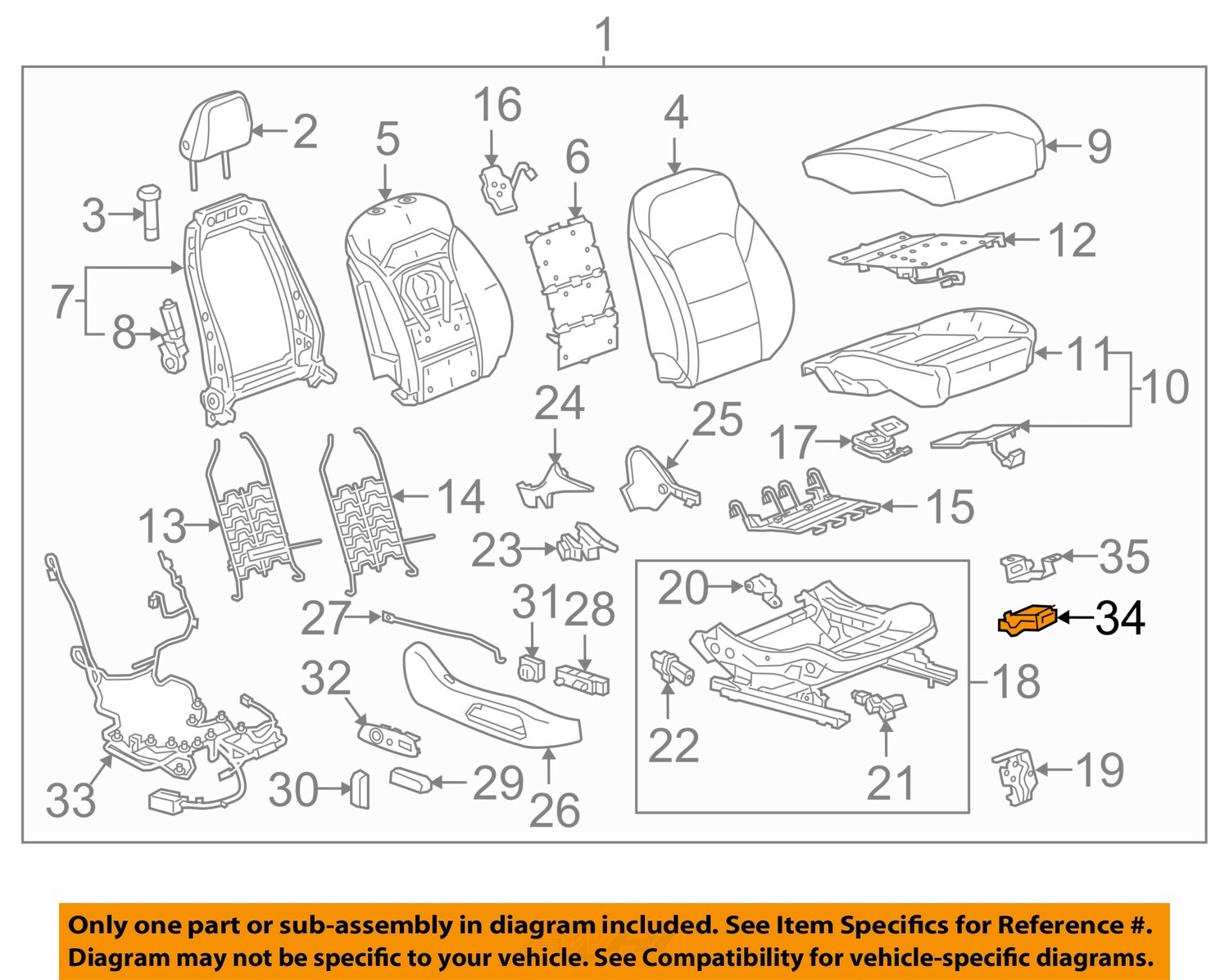 GM OEM 19-25 Malibu Seats Tracks Passenger Seat Components-Module 13528013