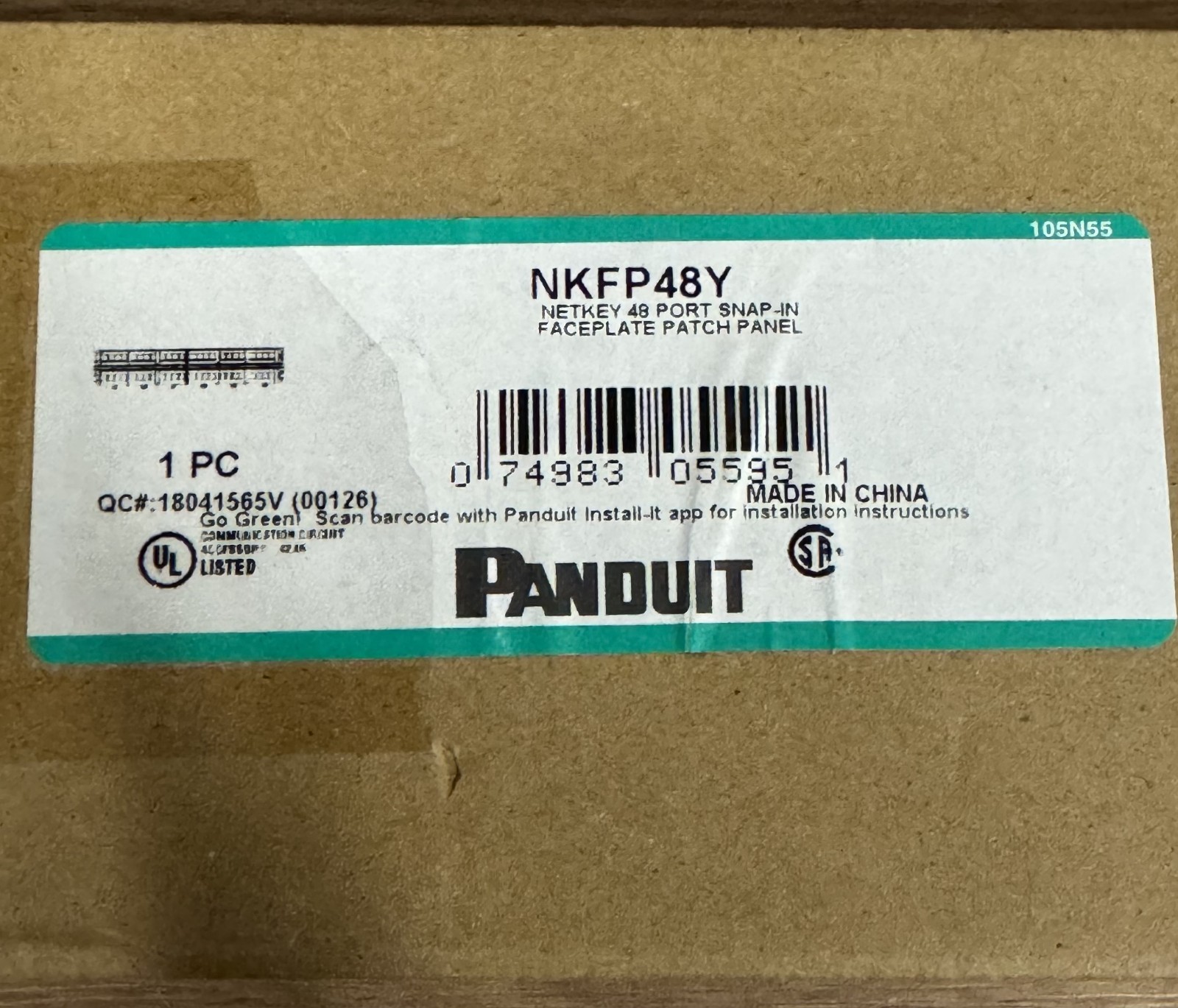 PANDUIT NKFP48Y NETKEY 48 PORT SNAP-IN FACEPLATE PATCH PANEL SEALED FREE SHIPPNG