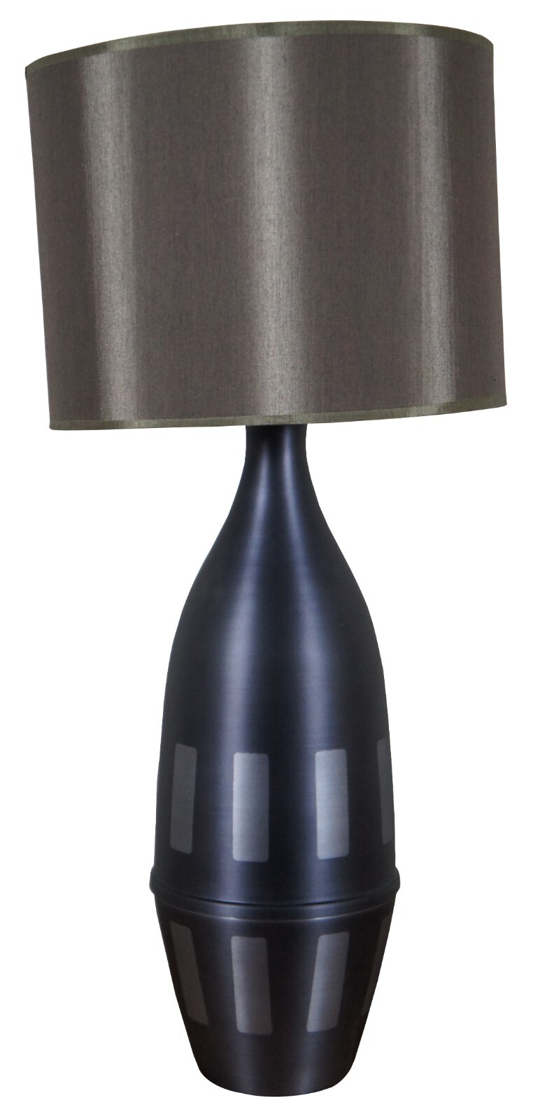 Vtg Babette Holland Spun Metal Juggler Lamp Graphite Gray Geometric 29"