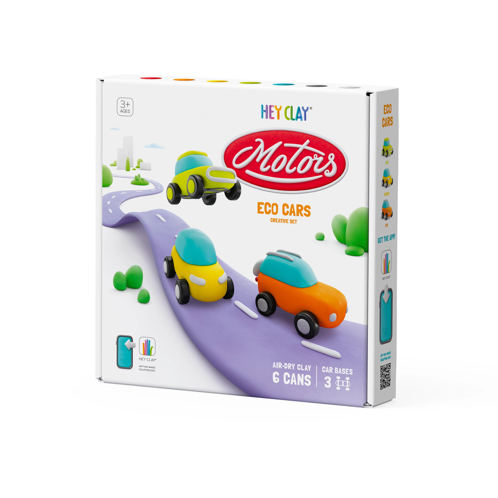 Hey Clay Motors - Eco Cars Creative Set, 6 Cans with Fun Interactive App