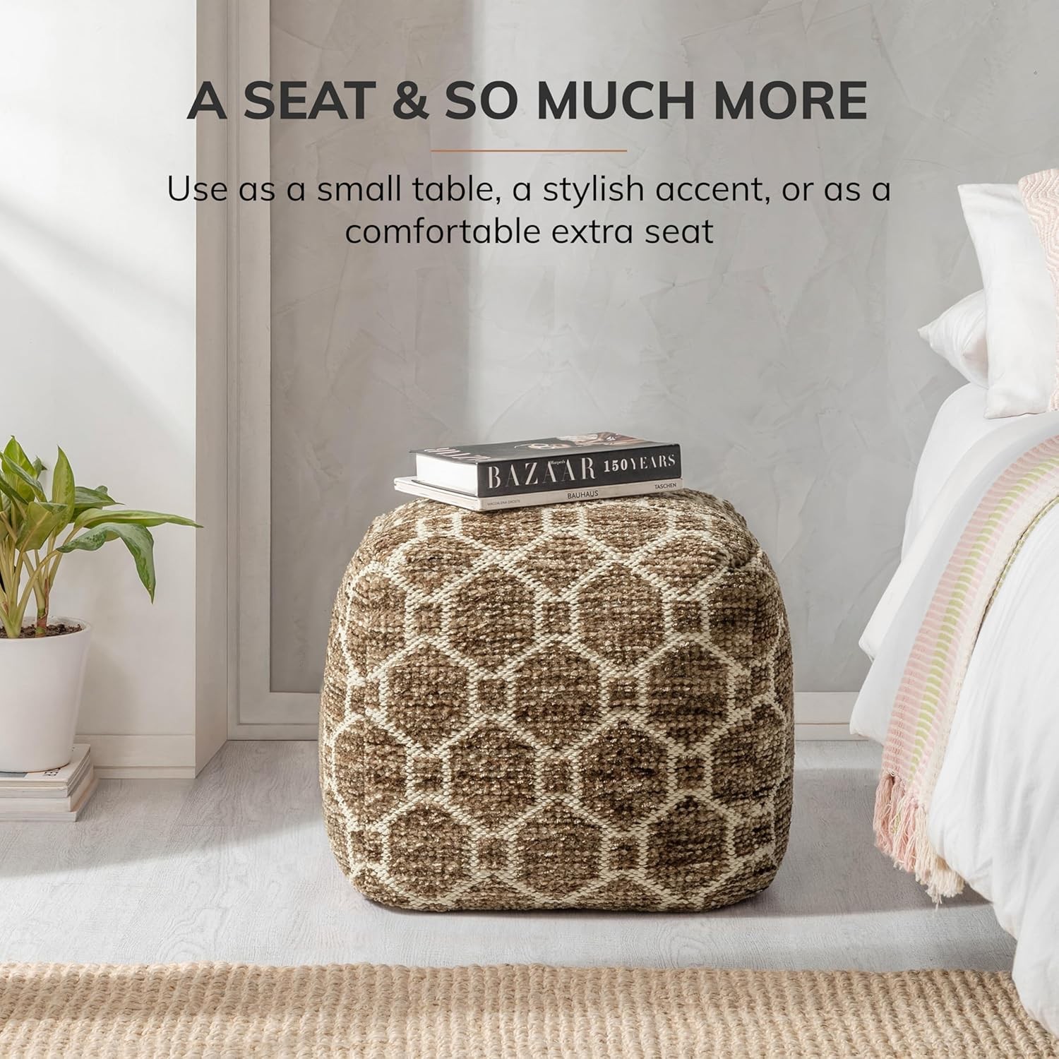100% Handmade & Handcrafted Comfortable Home Pouf Ottoman Footrest Organizer