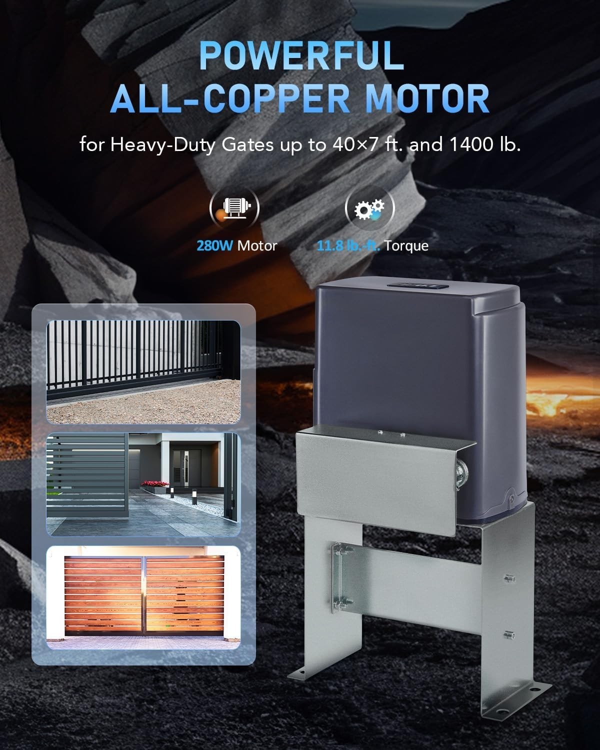 40ft Sliding Gate Motor with Two Remotes - Heavy-Duty Security Solution