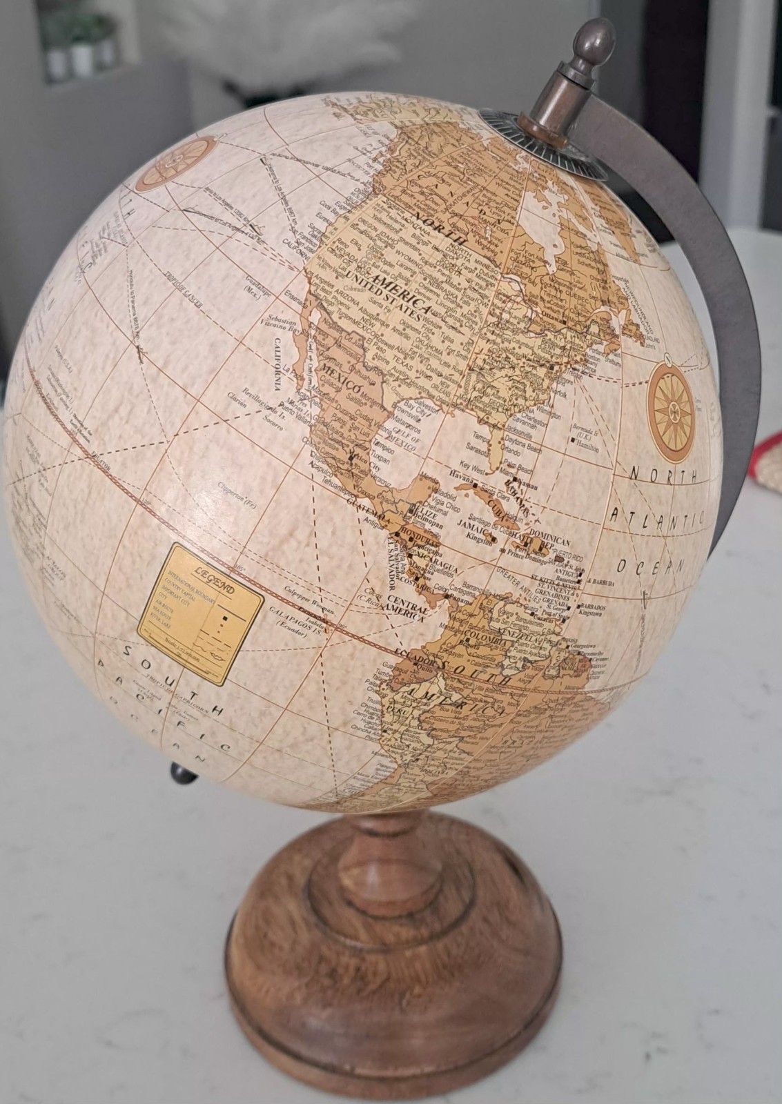 Table-Top World Rotating Globe 5” Around - Decorative Wood Base