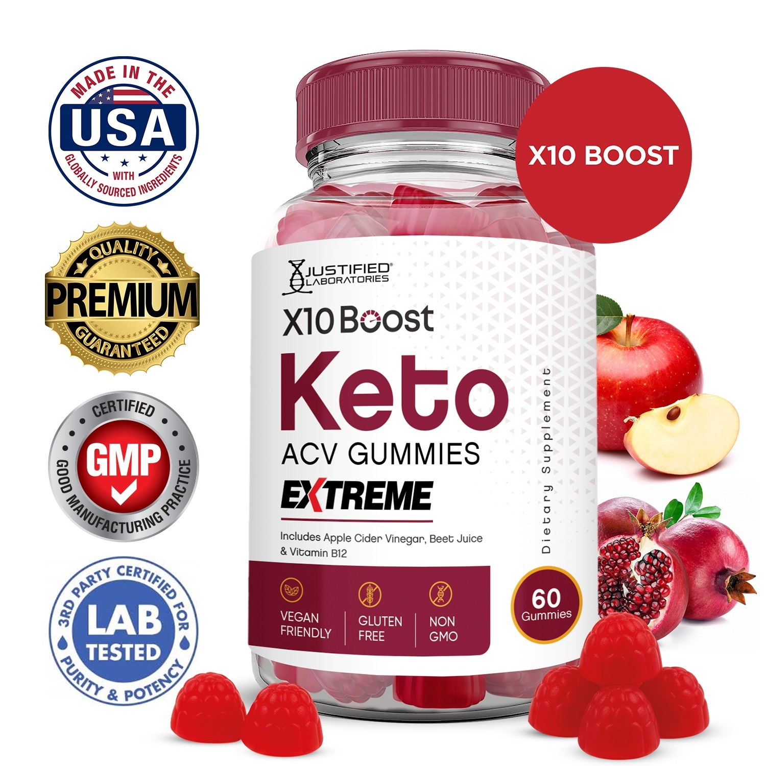 X10 Boost Keto Extreme ACV Gummies 2000MG Apple Cider Vinegar 60 Gummys