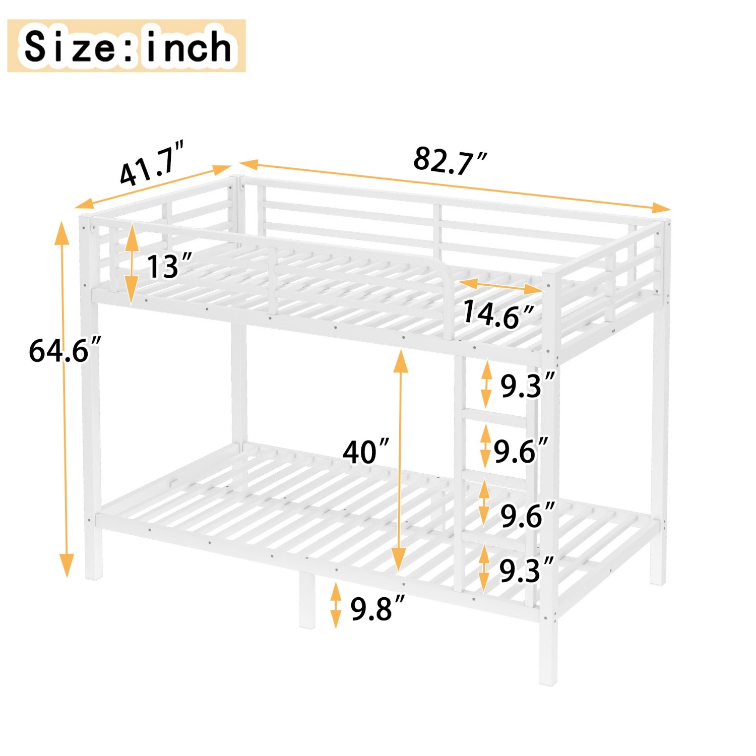 Twin XL Over Twin XL Metal Bunk Bed Twin XL Size Metal Bed Frame with Ladder