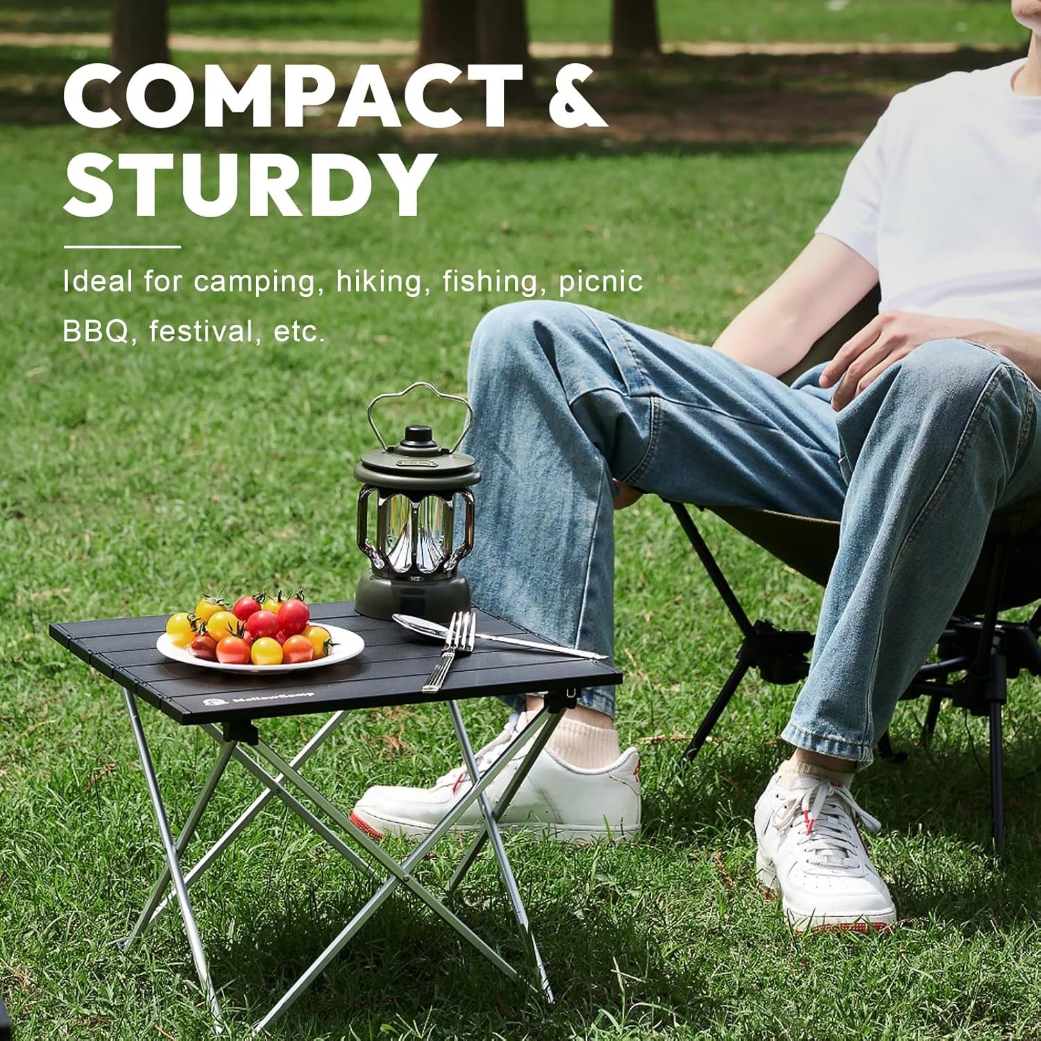 Camping Side Table, Ultralight Aluminum Folding Table, Small Compact Portable