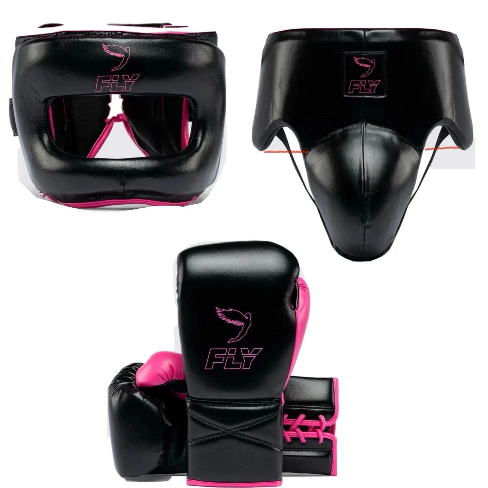 Customised  Boxing Gear Set Of Gloves Headgear & Groin Protection / Leather
