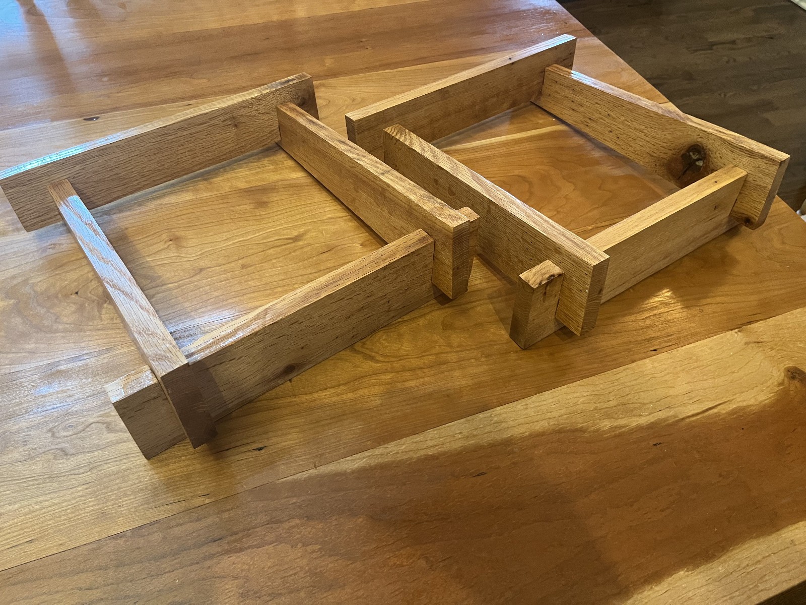 low profile tilted speaker stand wood pair finished rustic oak