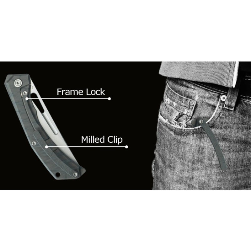 KB ~ Ishtar Frame Lock Folder ~ Gray Ti Handle ~ 3.54'' Sandblast M390 ~ KB170A