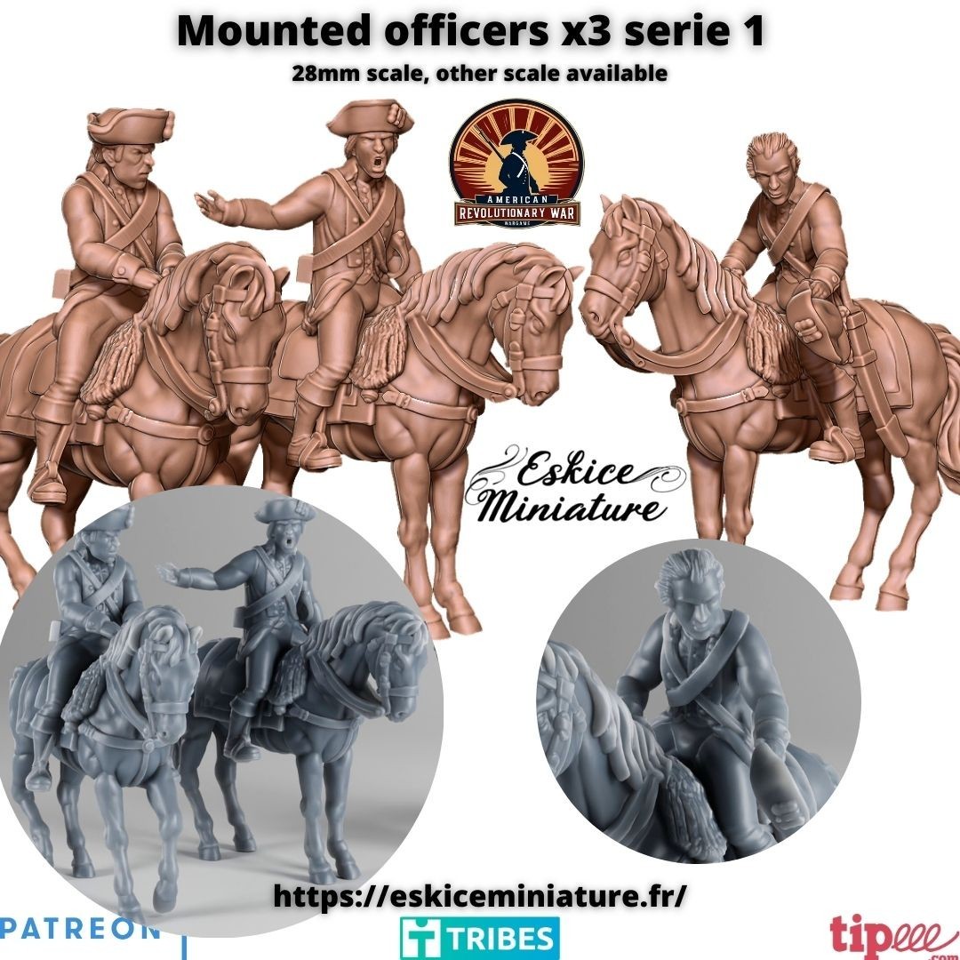 Eskice Miniatures AWI Mounted Officers HQ American Revolutionary War 15mm 28mm +