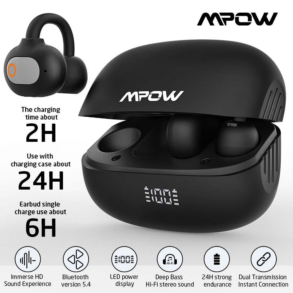 Mpow Ear Clip Wireless Earphones Low Latency Bluetooth Headphones Sports Earbuds