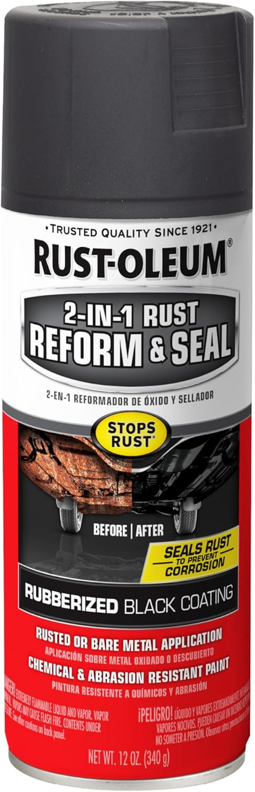 Rust-Oleum Stops Rust 2-In-1 Rust Reform & Seal Coating Spray, Black | Rust and