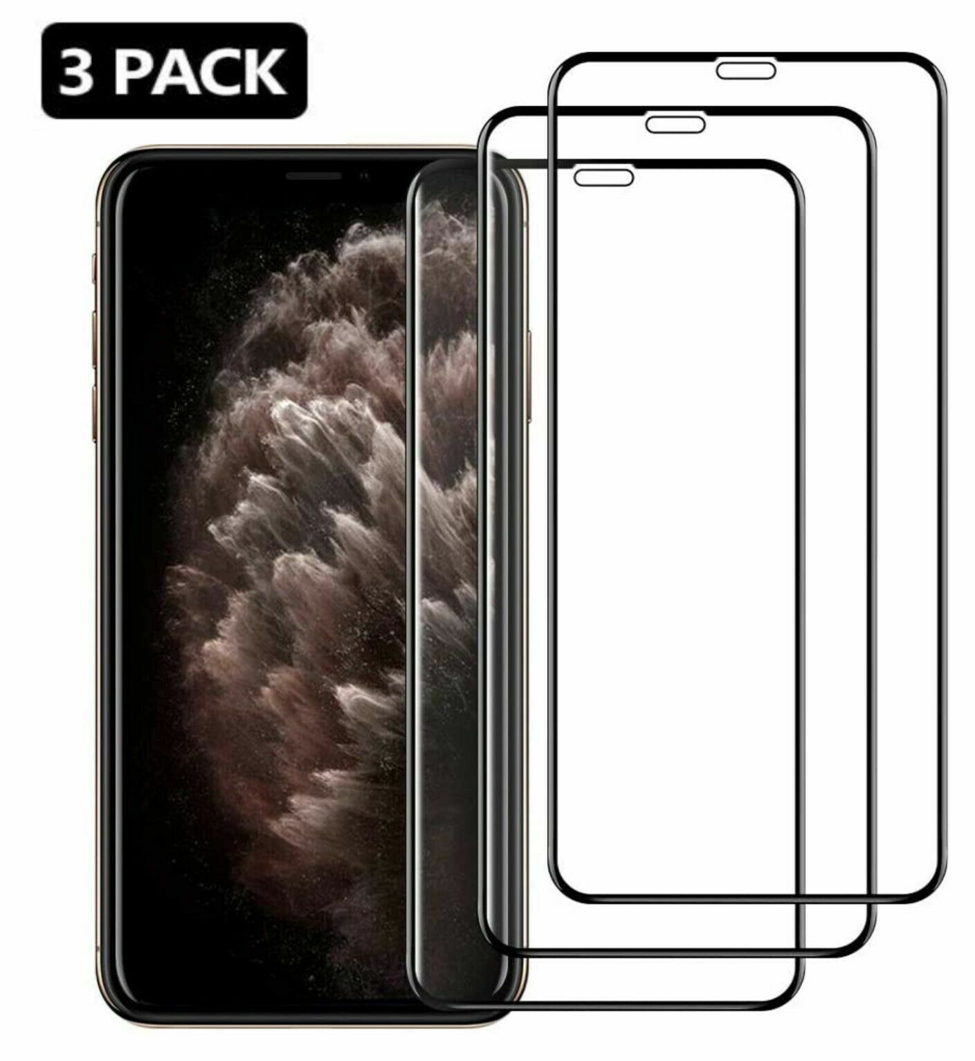 3 Full Coverage Tempered Glass Protector For iPhone X XS XR 11 12 13 14 15 16 17