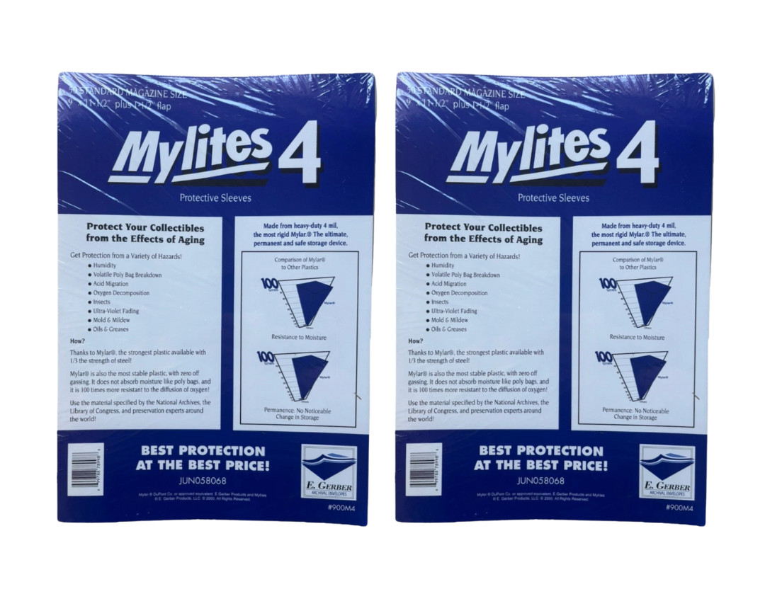 100 E. Gerber Mylites 4-Mil Mylar Magazine Sleeves 900M4 Acid-Free Archival Bags