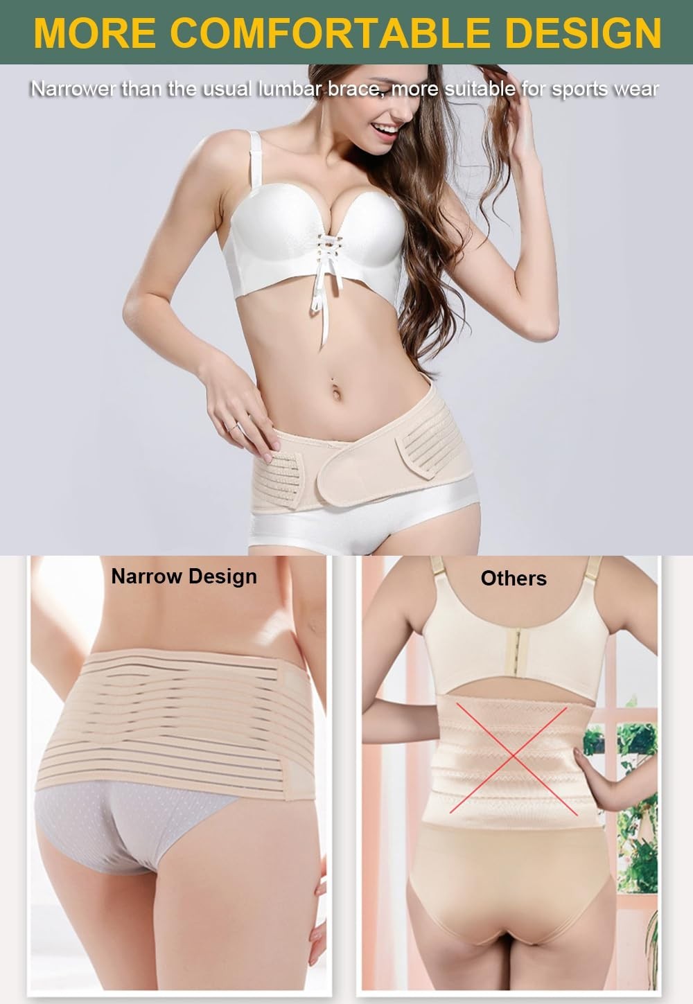 Back Brace for Lower Back Pain Women, Thin Support Belt Lumbar Support Brace ...