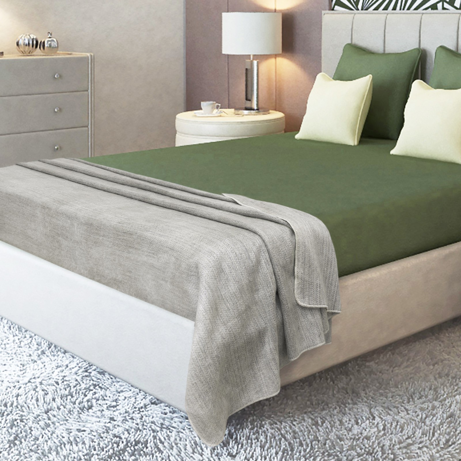 DOUBLE DENSITY ALPACA WOOL BLANKET THROW | QUEEN SIZE | SOFT&WARM – SILVER GRAY