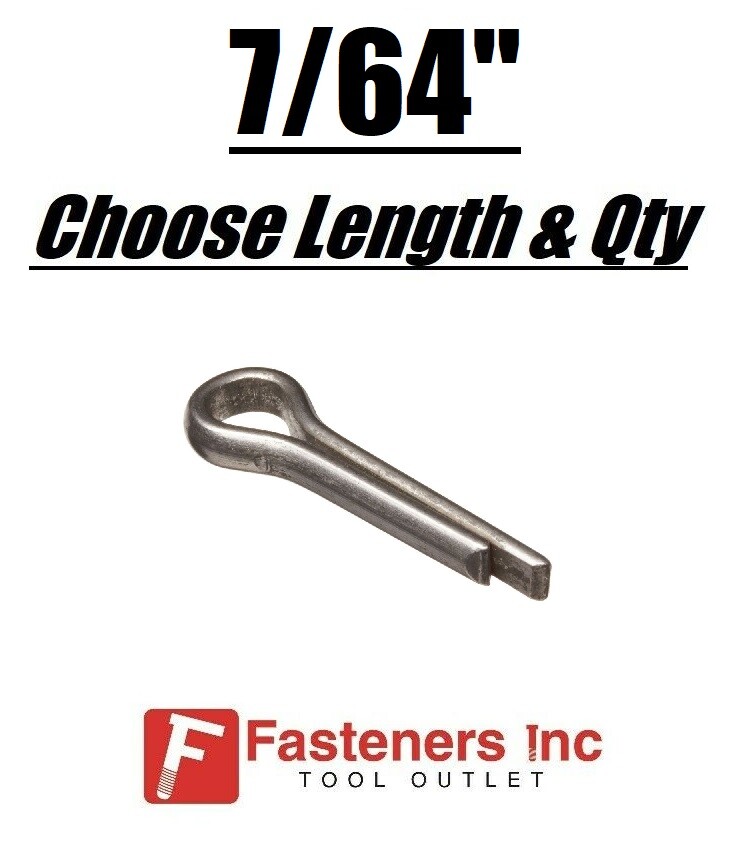 7/64" Diameter Cotter Pins Keys Split Plain Finish (All Sizes)