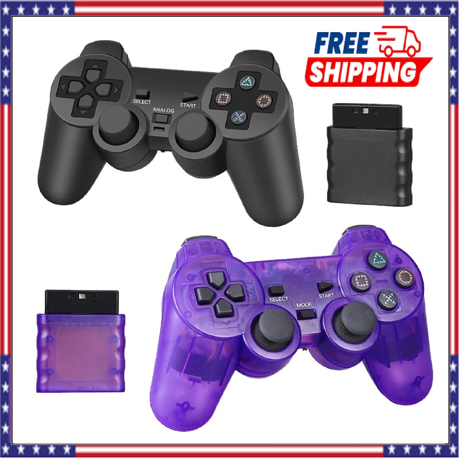 Transparent Color Wireless Joystick for PS2 2.4G Gamepad Controller for PS2 USA