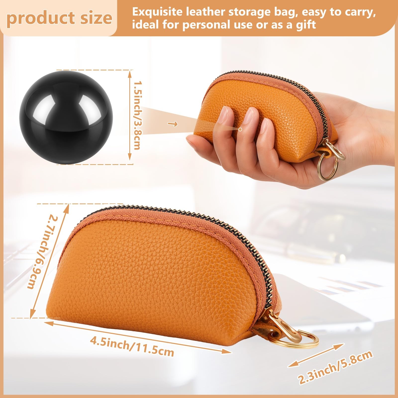 2 Pcs Baoding Balls, Chinese Health Exercise Massage Balls with Leather Pouch...