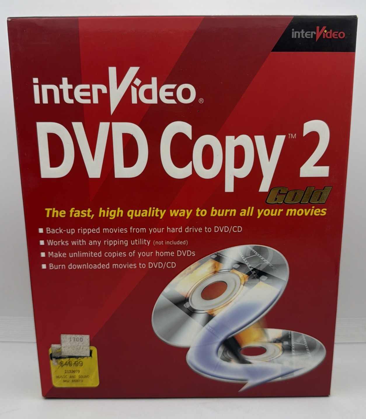 InterVideo DVD Copy 2 Gold (PC, 2001) New Sealed Big Box - Vintage Software NOS