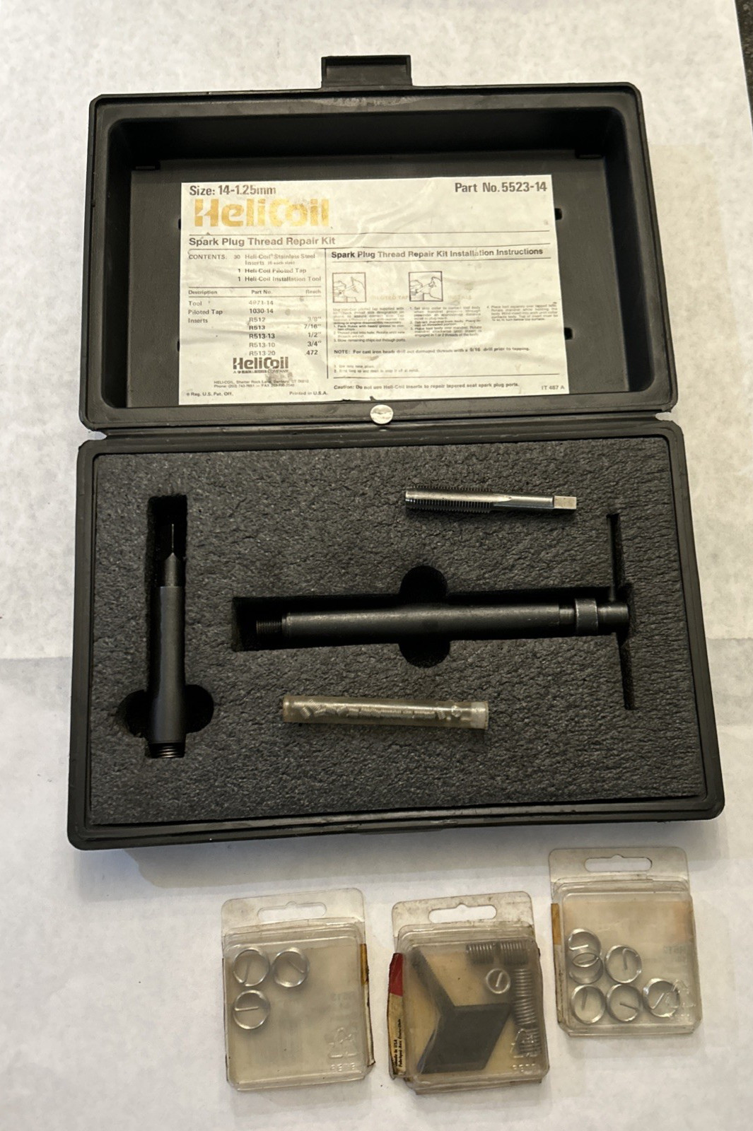 Heli Coil  14mm-1.25mm Spark Plug Thread Repair Kit 5523 -14  *INCOMPLETE*