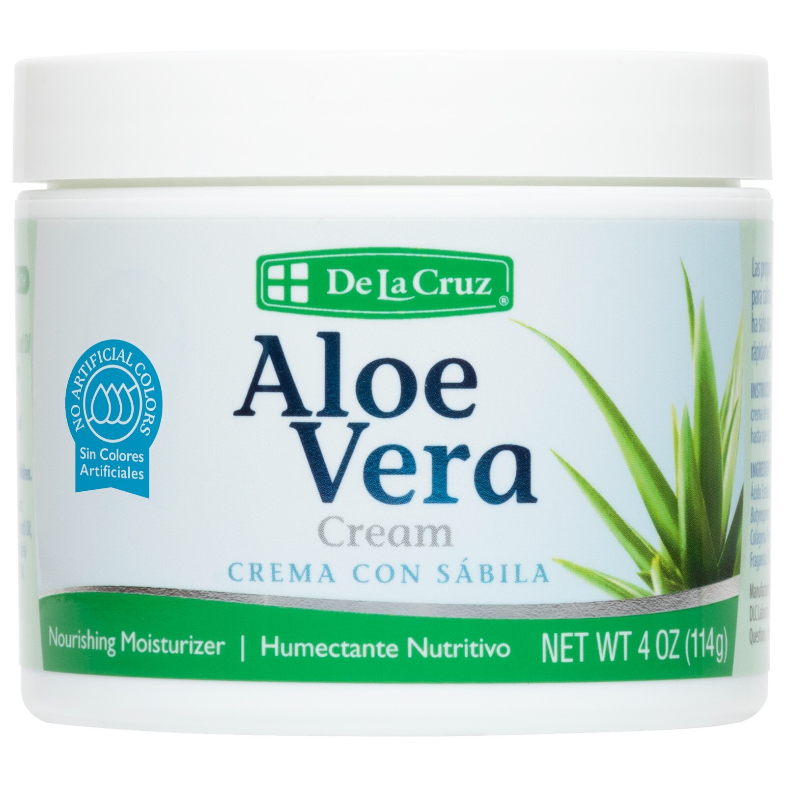 De La Cruz Aloe Vera Cream, Dye Free & Paraben Free / Made in USA, 4 oz.