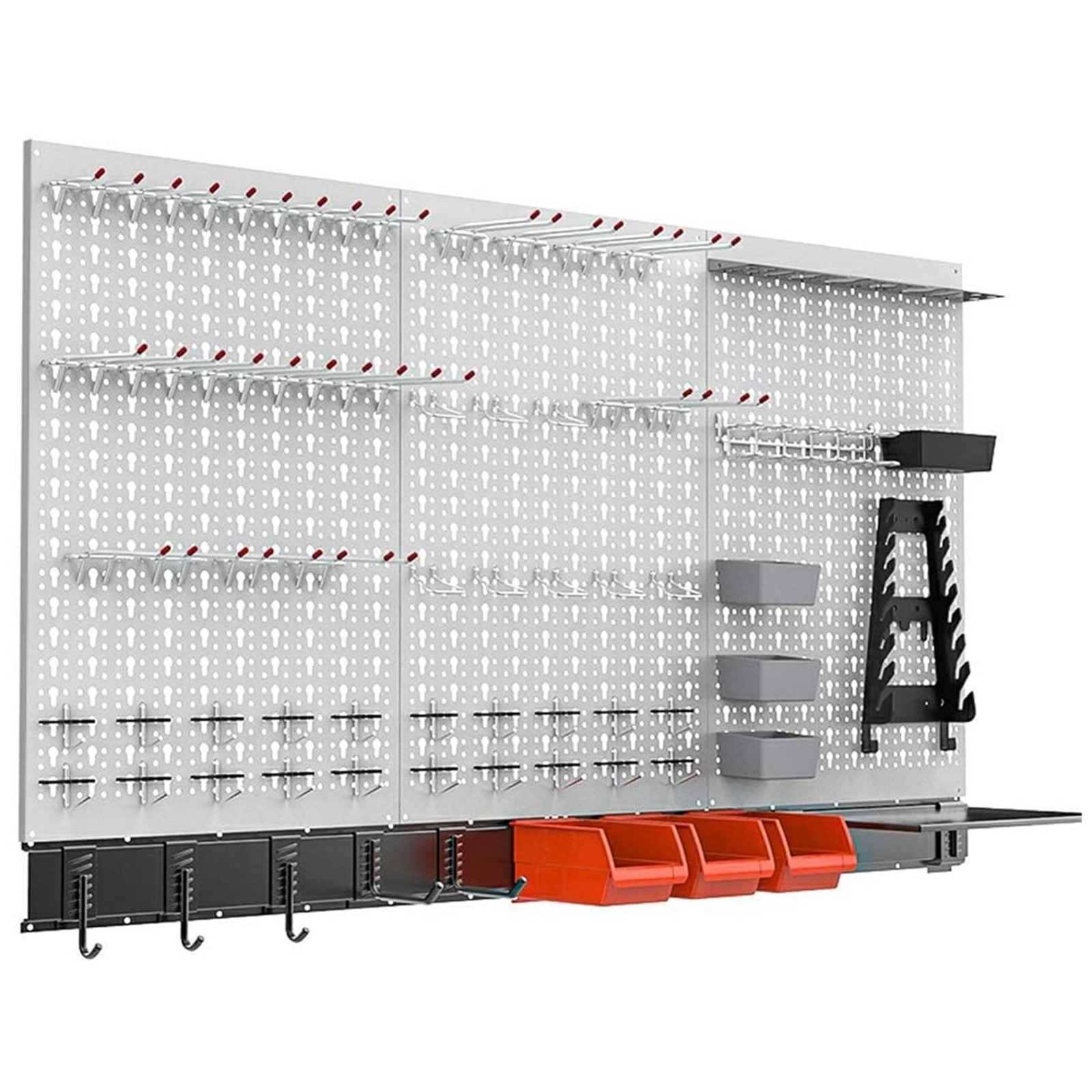 109 PCS Pegboard Wall Organizer 4 FT Garage Metal Utility Tool Storage Kit Bin