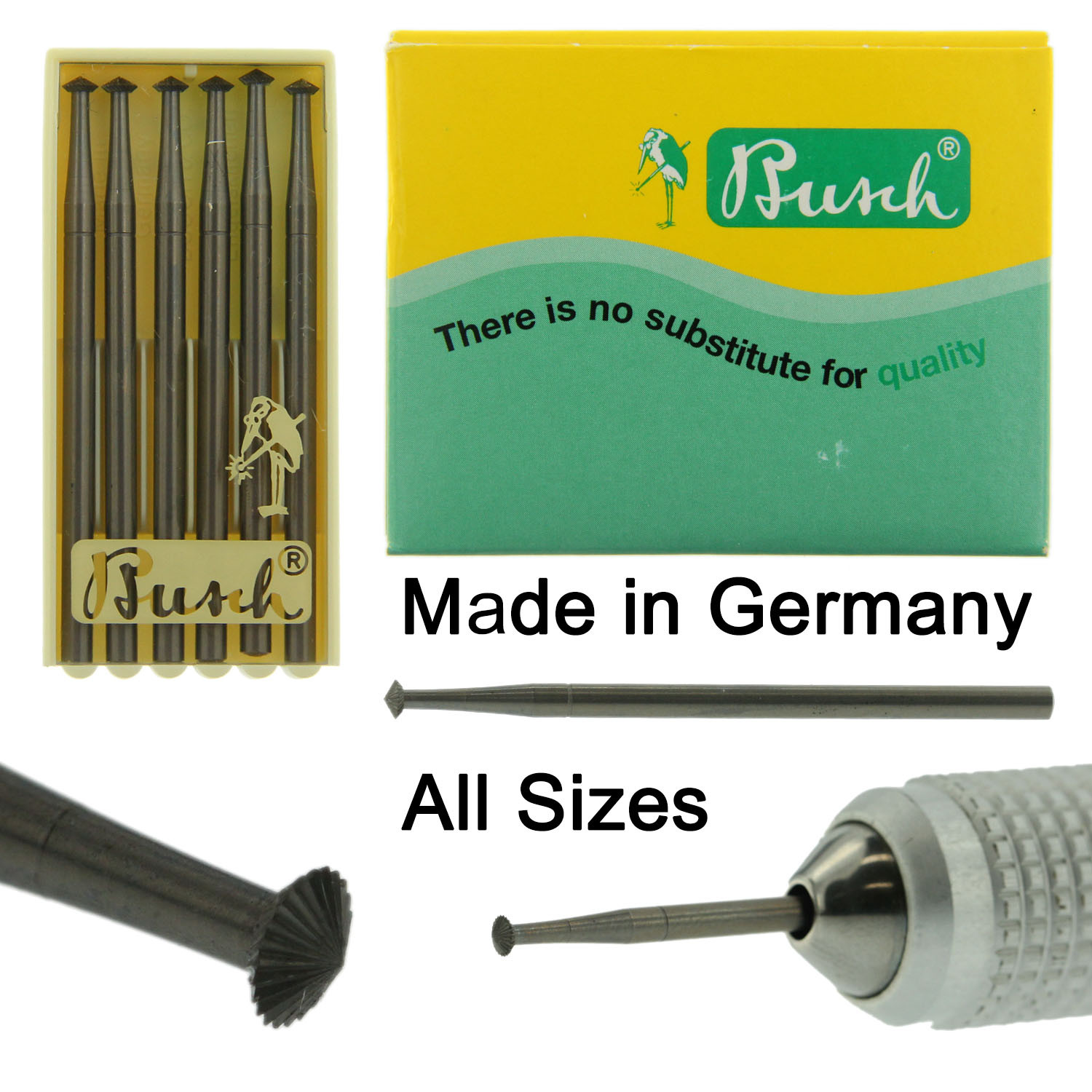 Busch Jewelry Bur Figure 446 Jewelers Bearing Cutter 70° Pack of 6 Burs 009-050