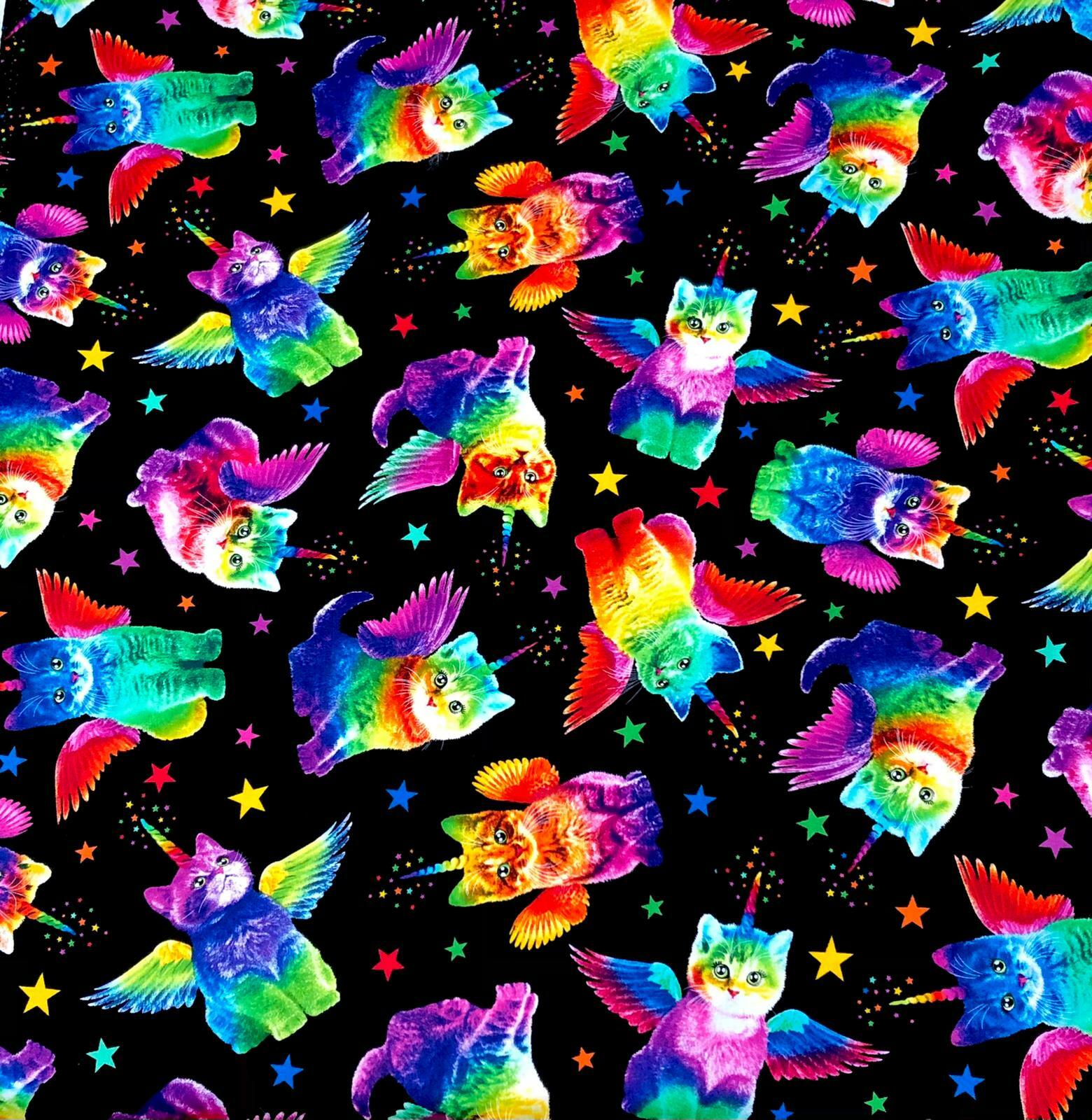 Half Mt Rainbow Cat Flames Timeless Treasures Fabric