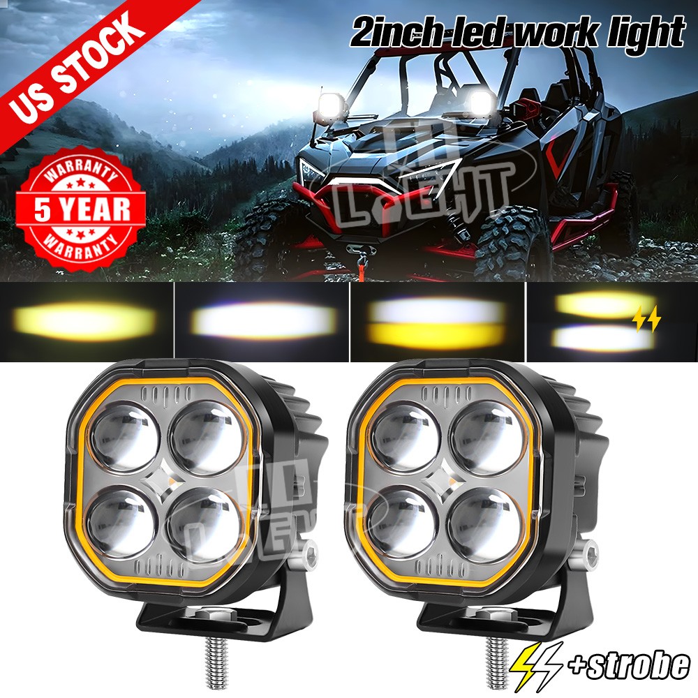 2inch LED Work Lights Spot Flood Pods Fog Lamp Offroad Driving for Polaris ATV