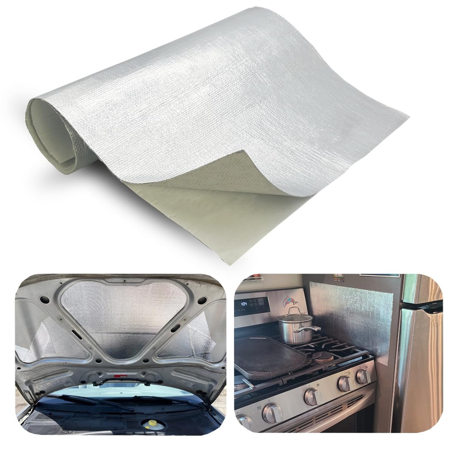 Adhesive Backed Aluminized exhaust heat shield 16'' X 47'' for wall behind gr...