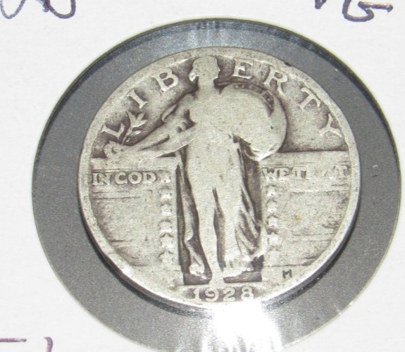 VG-Fine SLQ Silver 1928 p Philadelphia Mint Standing Liberty Quarter Old coin
