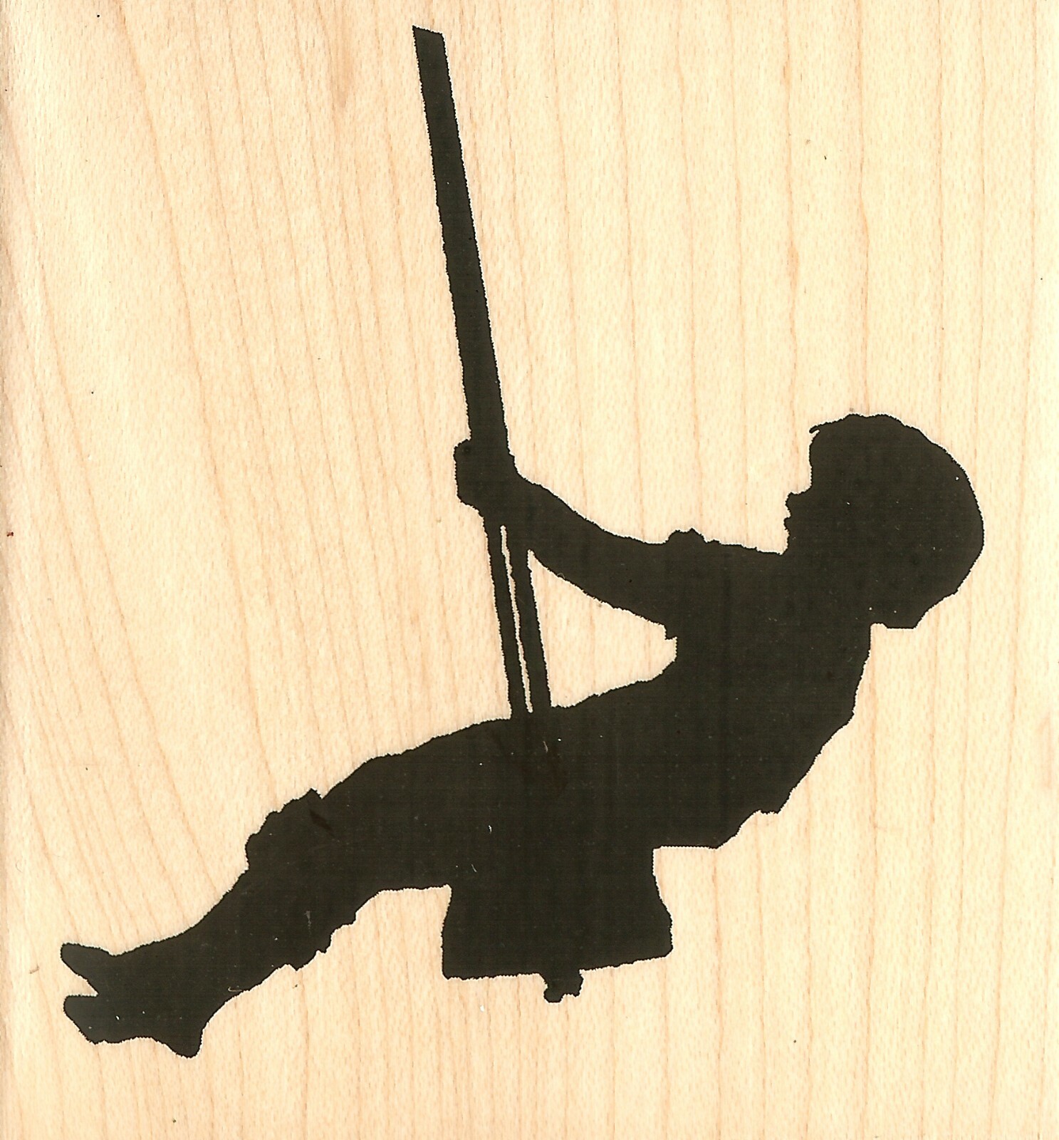 Boy Swing Silhouette Wood Mounted Rubber Stamp IMPRESSION OBSESSION E13514 New