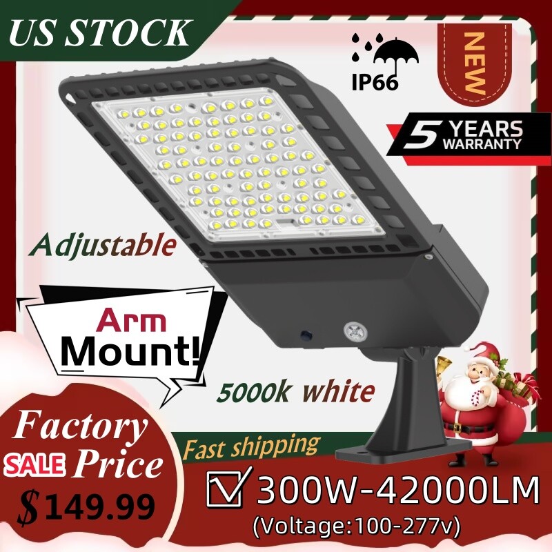 LED Area Lighting Shoebox Outdoor Parking Lot Pole Light IP65 Dusk to Dawn 300W