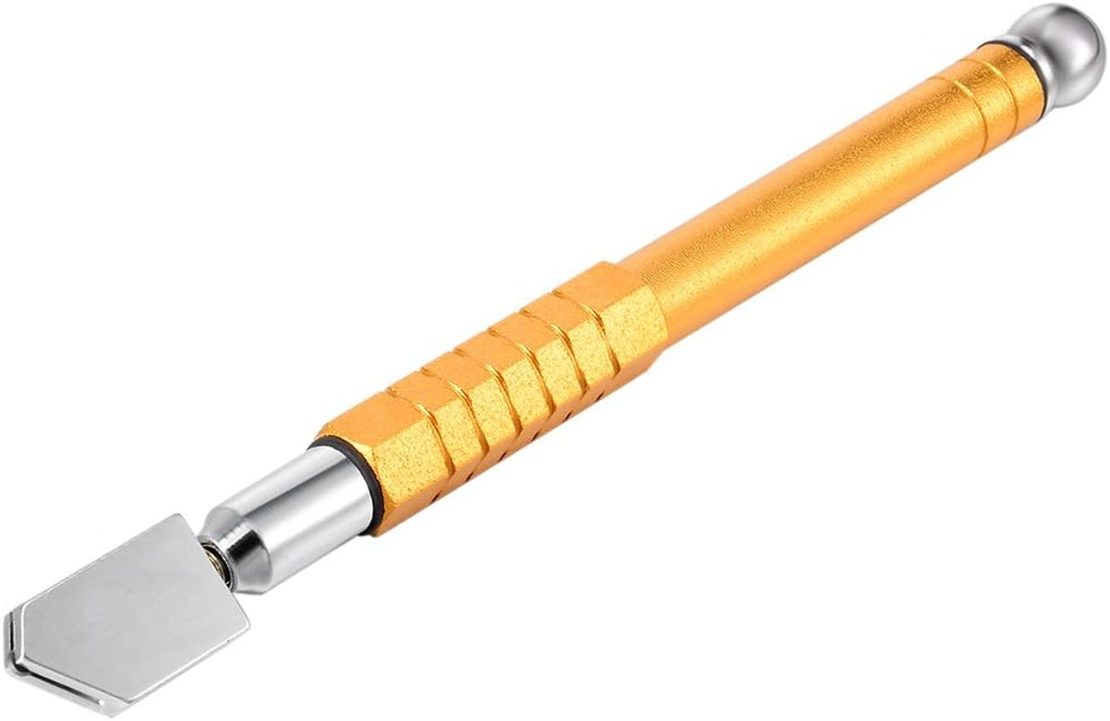Glass Cutter 8-15mm, Pencil Style Oil Feed Tungsten Carbide Tip Golden Handle...