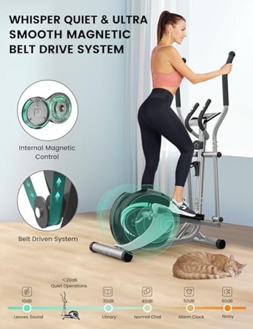 Compact Elliptical Machine for Home - Hyper-Quiet Exercise Machine