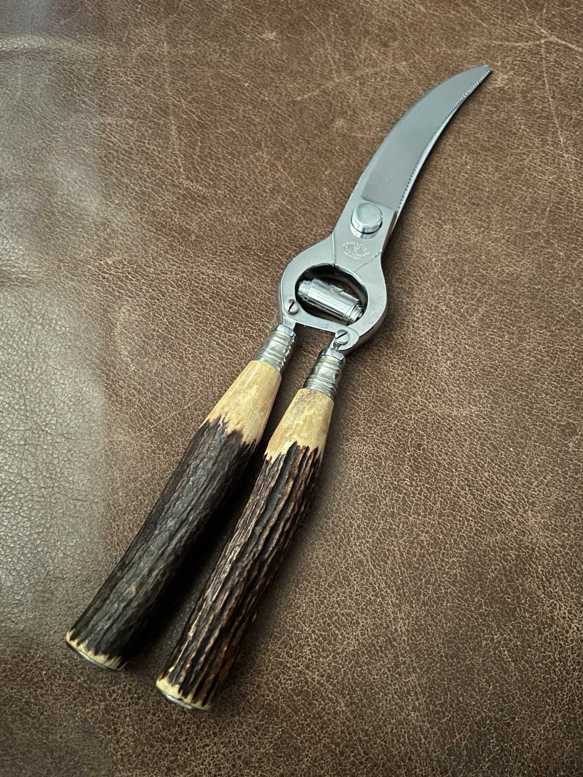 Vintage J. A. HENCKELS Twin Works Germany Poultry Shears Stag Antler Handles
