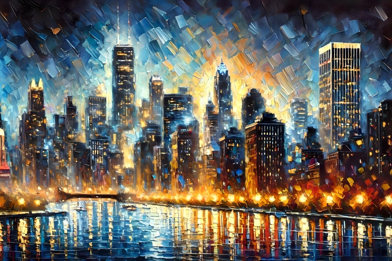 Original art giclée painting "Chicago" signed/numbered