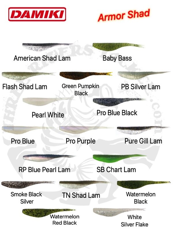Damiki Armor Shad Soft Jerkbait for Damiki Rig, etc.. Choose 3" or 7" & Color