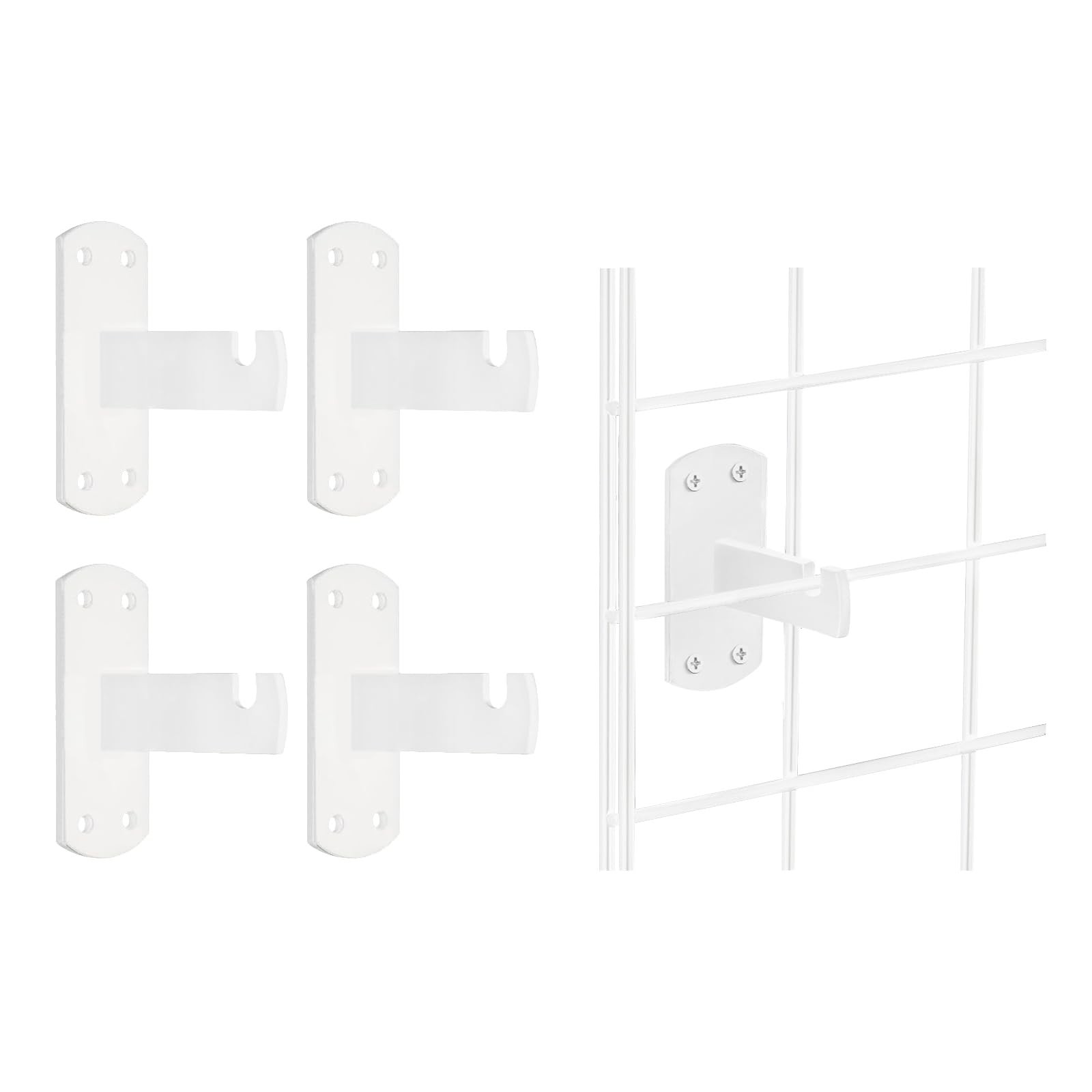 4 PCS Gridwall Mount Brackets For Grid Slatgrid Panels White Display Hangers