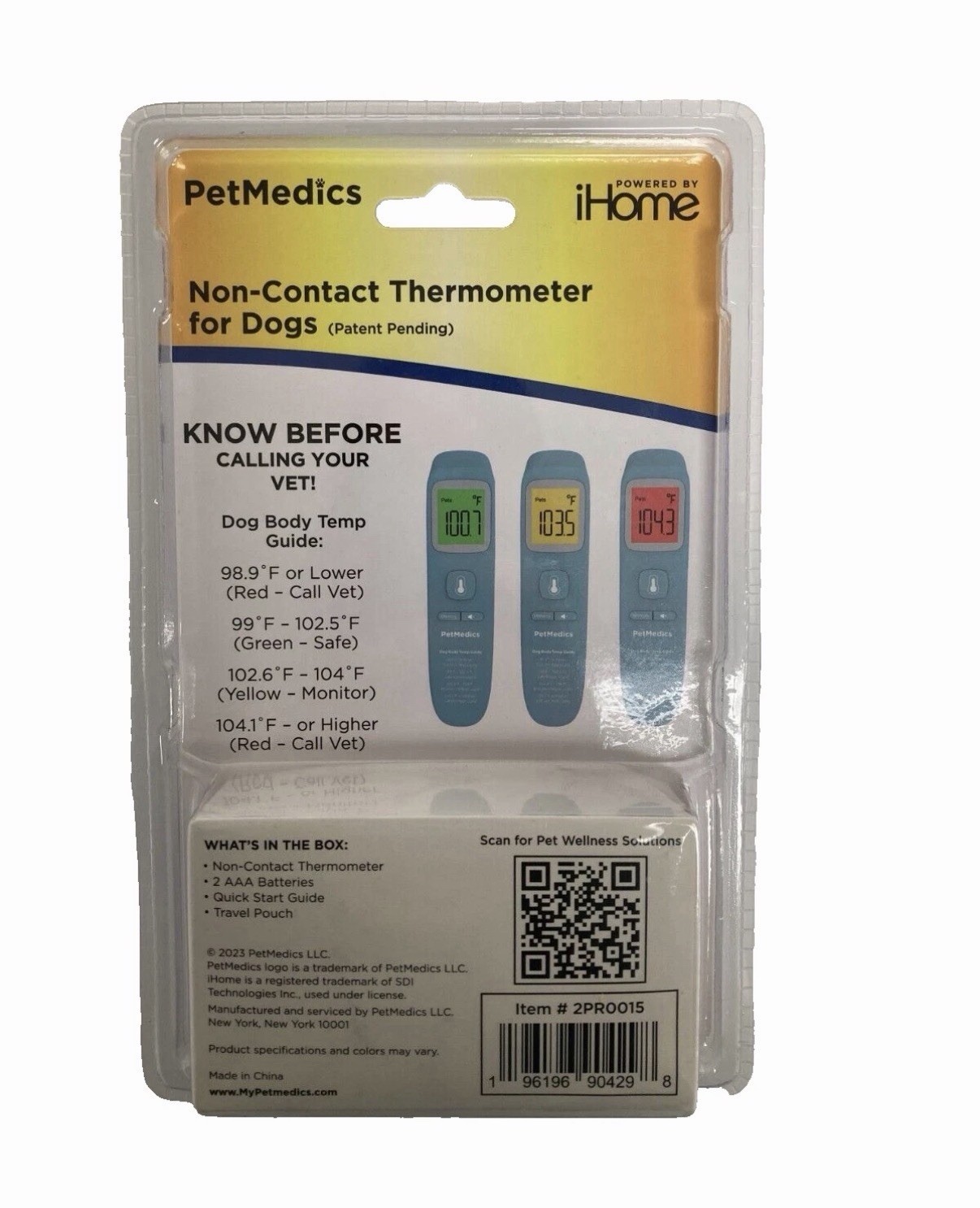 iHome PetMedics Dog Thermometer, Non-Contact Accurate Temperature Fast Easy
