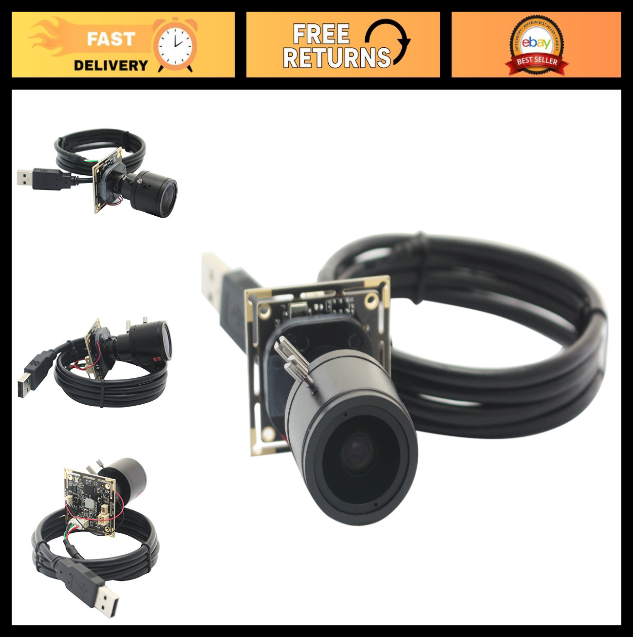 2.8-12mm Varifocal Lens 1080P USB Security Camera, Manual Zoom Webcam, 2MP CMOS