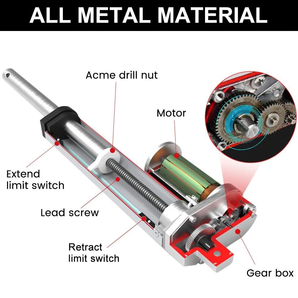 Heavy Duty Linear Actuator 12V 18" Stroke Includes Mount Brackets 1000N DC Motor