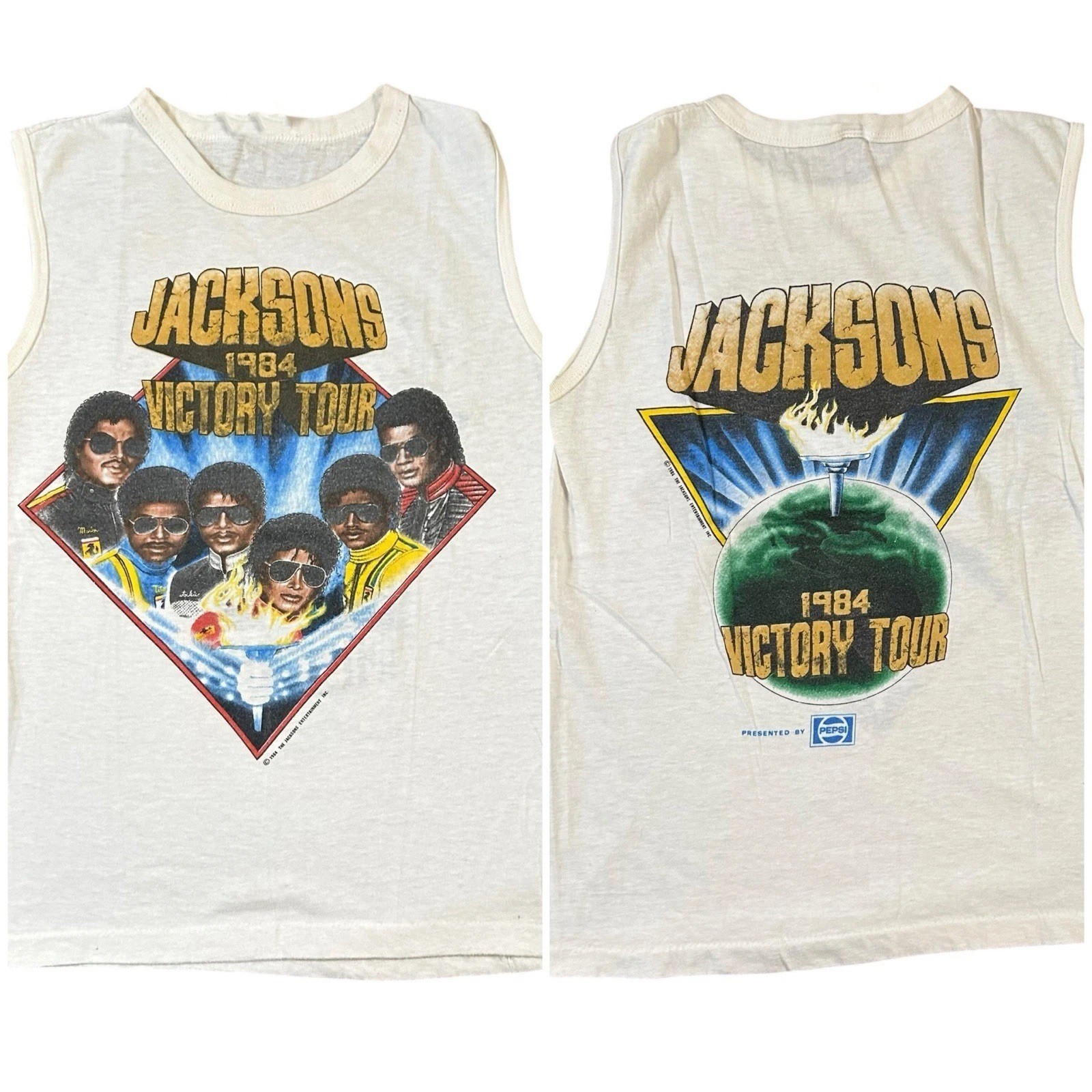 New Tank Tops 80s The Jackson 5 Victory Tour 1984-Double Side Tank Tops for Fan
